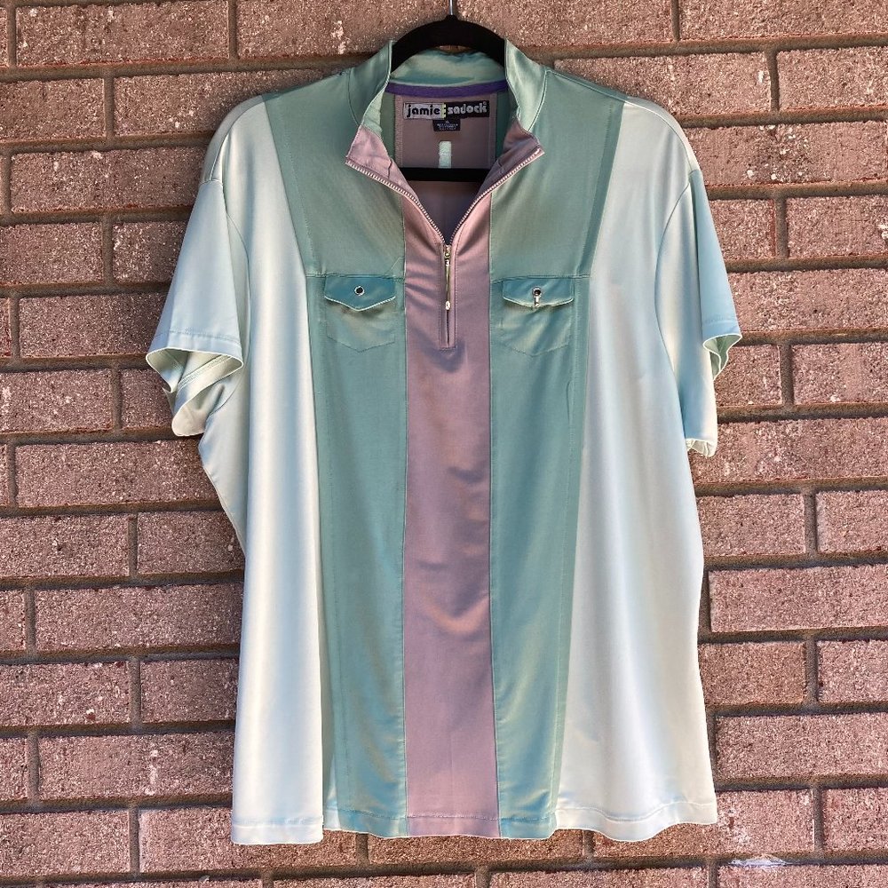 Jamie Sadock Zipper Polo Mint and Lavender
